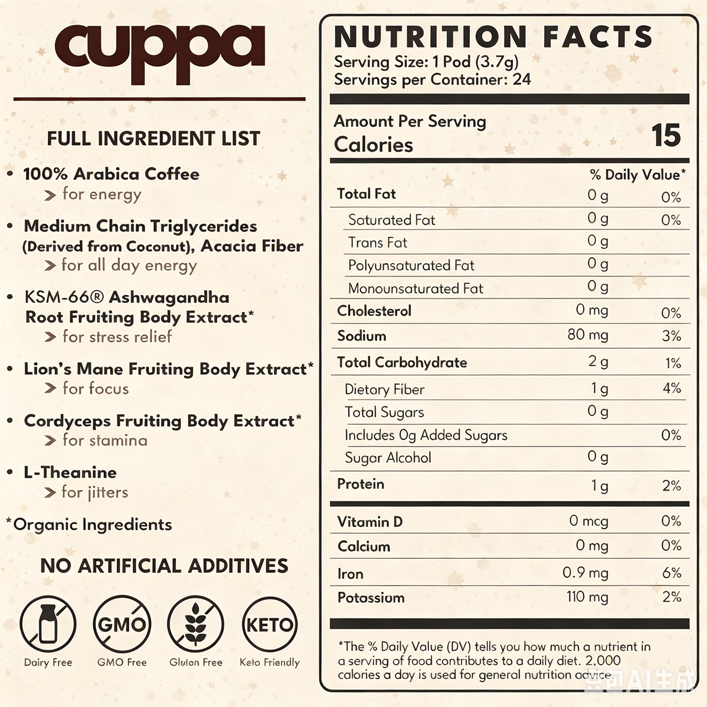 Cuppa Lion’s Mane & Ashwagandha Healthy Coffee 24 Servings